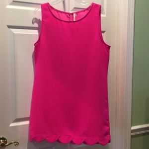 Hot Pink Tank Dress with Scalloped Hem